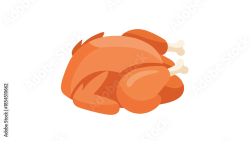 Roasted Chicken on White Background.