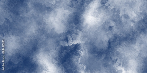  Blue powder explosion on white background, blue sky with white cloud Watercolor stain with hand paint, abstract blue sky watercolor background.