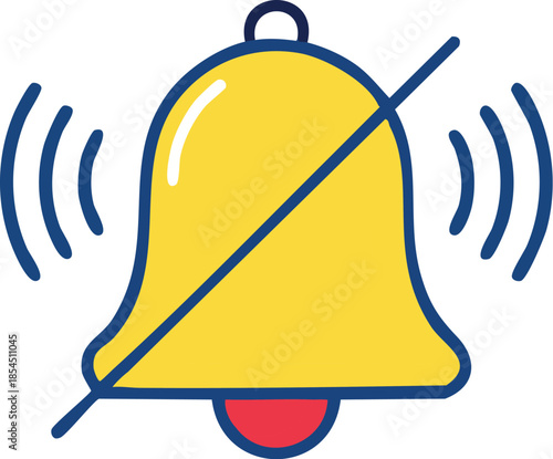 Muted notification bell icon for silent mode, disabled sound, or alert deactivation symbol, indicating an absence of auditory alerts