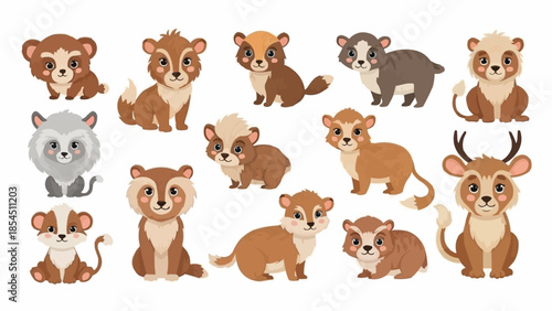 Collection of Cartoon Animal Faces and Bodies.