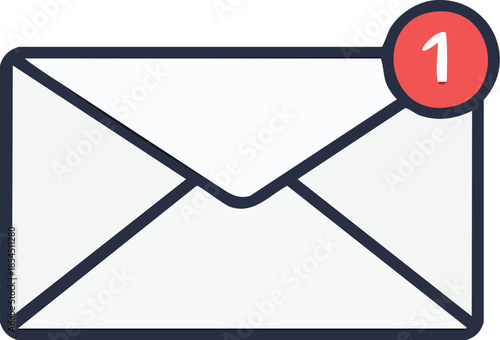 Iconic representation of a new message notification, symbolizing unread email or important communication alert, perfect for digital interfaces and application feedback