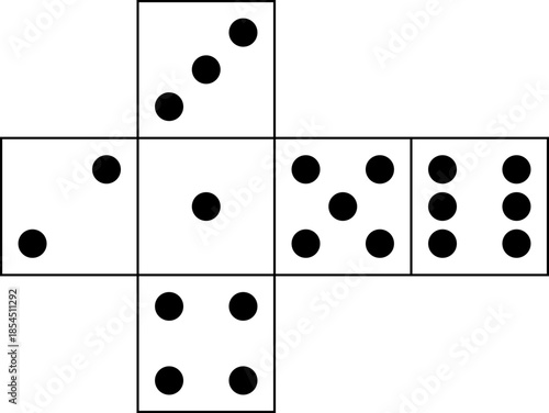 サイコロの展開図、工作や教育用途