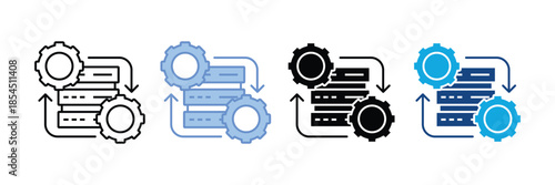  Data Processing  Icon Set Multiple Style Collection
