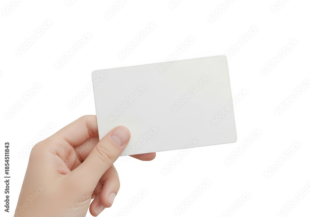 Obraz premium Blank card held isolated on transparent background