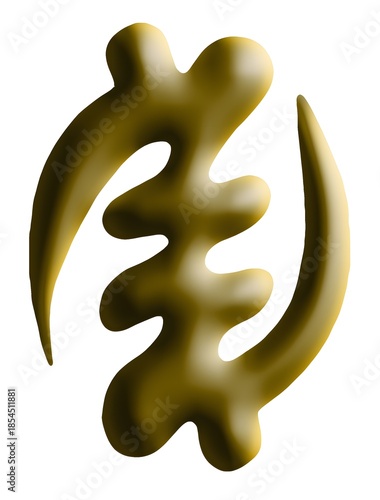 Golden abstract sculpture with smooth curves