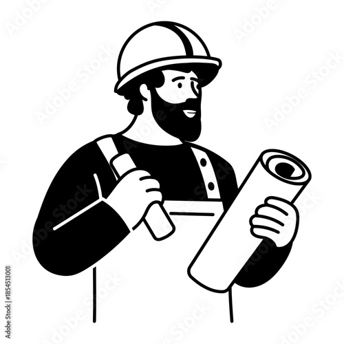 A doodle style illustration depicting a construction worker
