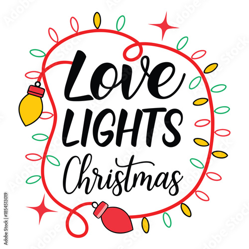 Wallpaper Mural Love Lights Christmas festive holiday text with red green yellow lights Torontodigital.ca