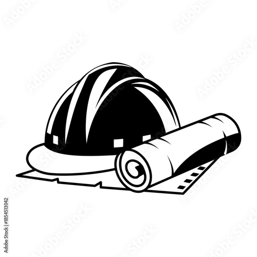 A hand drawn style illustration showing a safety helmet
