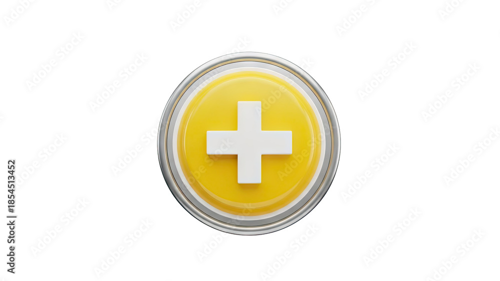 Fototapeta premium 3D Add button icon with plus symbol on transparent background