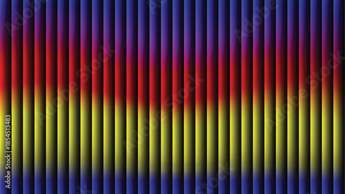 Iridescent glass texture with vertical ribbed lines abstract background, intense rainbow gradient glow in red, yellow, blue and green tones, vector illustration