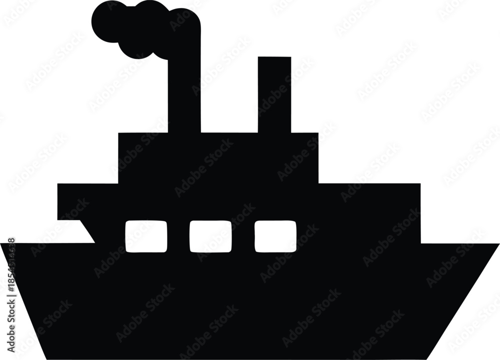 Obraz premium travel steamer silhouette vector illustration on transparent background