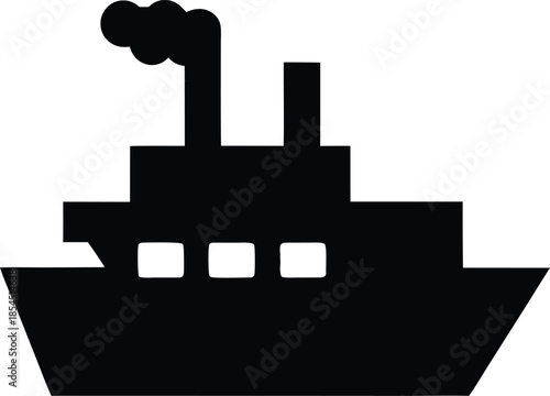 travel steamer silhouette vector illustration on transparent background