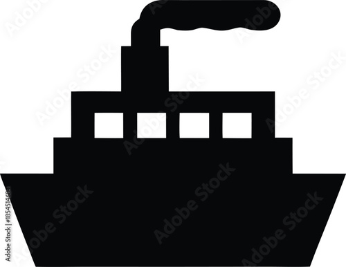 travel steamer silhouette vector illustration on transparent background