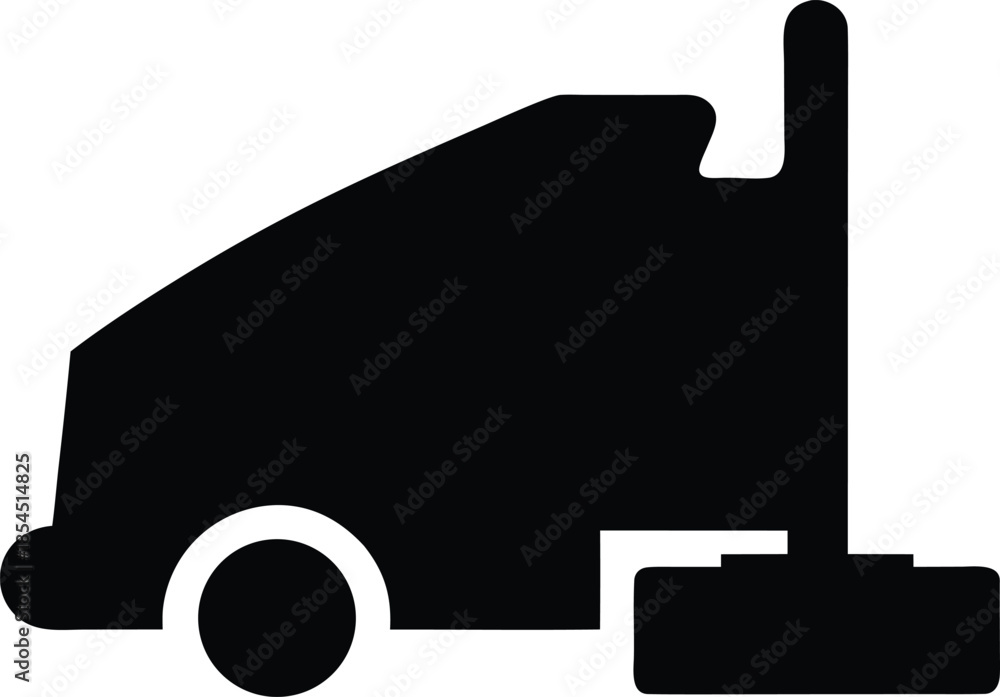 Obraz premium walk behind floor scrubber silhouette vector illustration on transparent background