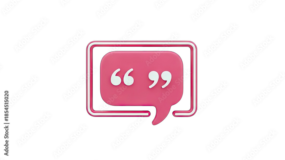 Naklejka premium 3D Speech Bubble with Quotation Marks on transparent background