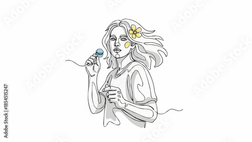 Woman Singing into a Microphone.