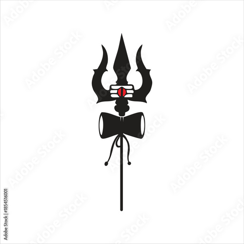  Black silhouette of a trishul or trident symbol of lord shiva