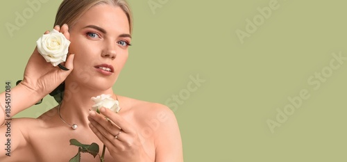 Beautiful blonde woman with...