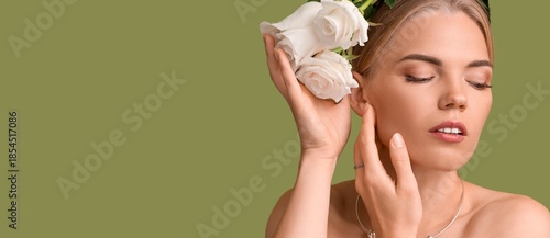 Beautiful blonde woman with...