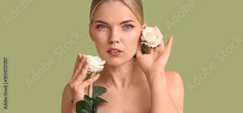 Beautiful blonde woman with...