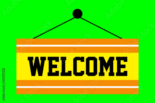 icon welcome with green screen background template vector design
