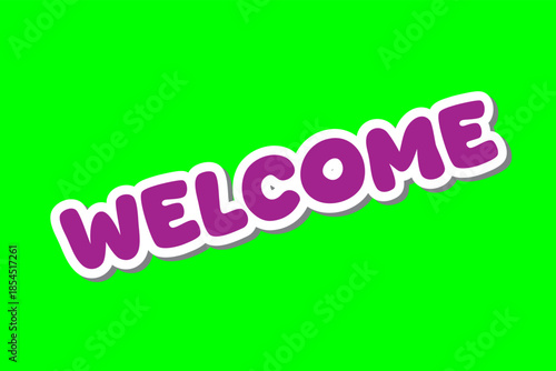icon welcome with green screen background template vector design