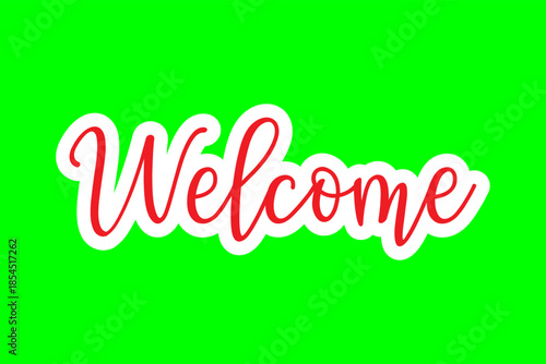 icon welcome with green screen background template vector design