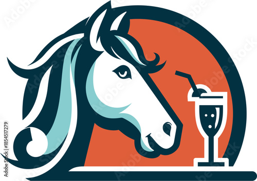 Blue and orange horse silhouette logo design