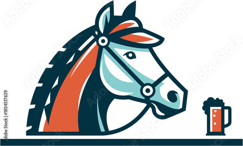 Blue and orange horse silhouette logo design