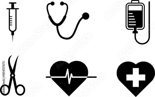 Healthcare and Medical Equipment Icon. silhouette vector isolated on transparent background png