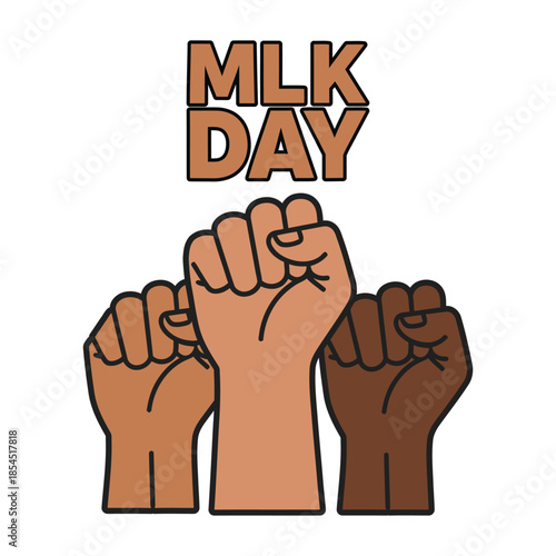 Mlk day celebration with united fists of solidarity