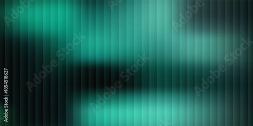 Dark green ribbed glass texture with glossy vertical waves and gradient reflections in abstract background design