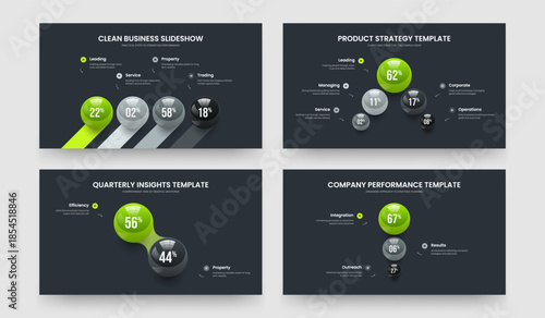 Minimal Visualization Four Five Two Three Step Chart Frame Layout Vector Illustration Collection. Elegant Overview 4 5 2 3 Element Diagram Slide Template Set.