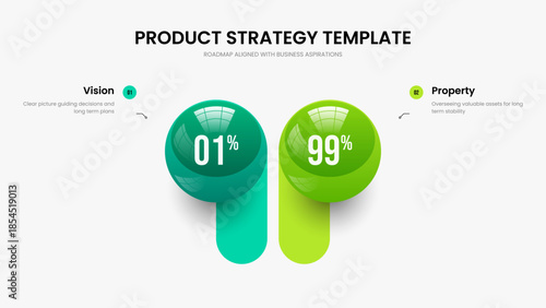 Minimal Growth 2 Step Graph Slideshow Layout. Modern Introduction Two Option Diagram Slide Design. Digital Profile Frame Template Vector Illustration.