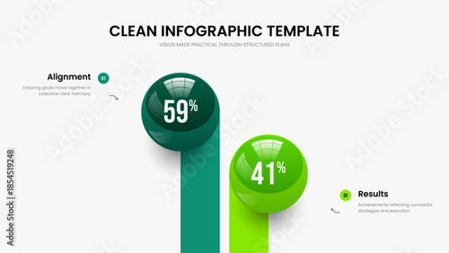 Sales Launch 2 Element Diagram Slide Layout. Elegant Insight Presentation Template Vector Illustration. Marketing Solution Two Step Chart Slideshow Design.