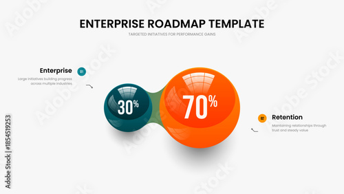 Advertising Launch Presentation Design Vector Illustration. Corporate Insight Two Option Graph Slide Layout. Sales Overview 2 Element Chart Slideshow Template.