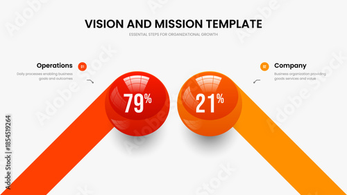 Advertising Analysis Presentation Design Vector Illustration. Minimalist Plan 2 Element Diagram Frame Layout. Digital Report Two Step Infographic Slideshow Template.
