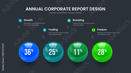 Corporate Insight Frame Design Vector Illustration. Sales Campaign Four Element Infographic Presentation Template. Consulting Launch 4 Step Diagram Slide Layout.