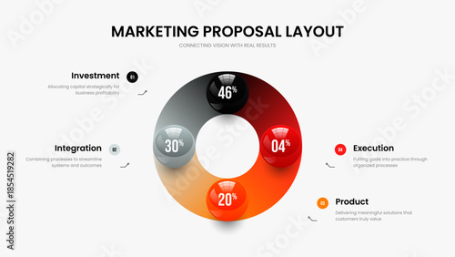 Sales Development 4 Step Graph Slideshow Template. Minimal Growth Slide Design Vector Illustration. Corporate Launch Four Option Infographic Frame Layout.