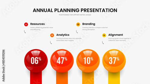 Financial Introduction Slideshow Design Vector Illustration. Business Profile Four Element Diagram Frame Template. Sales Planning 4 Step Chart Presentation Layout.