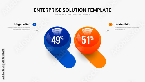 Project Report Two Element Infographic Presentation Layout. Modern Introduction Frame Template Vector Illustration. Visual Forecast 2 Option Graph Slide Design.