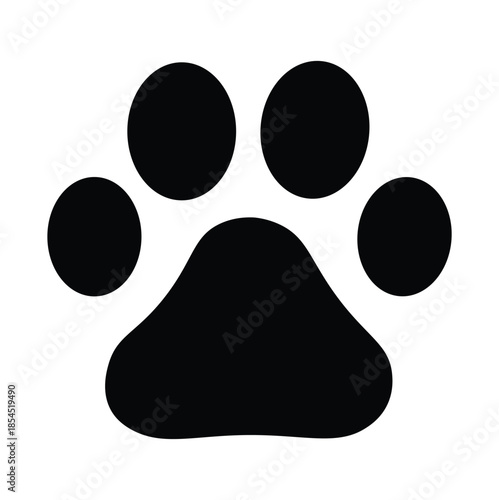 Dog paw print on white background
