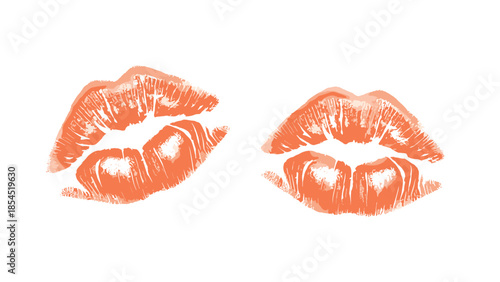 Illustration of two pairs of lips kissing