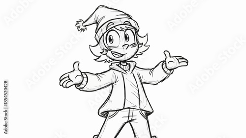 Cartoon Elf Character Giving Thumbs Up.