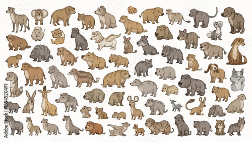 Collection of Various Cartoon Animals.