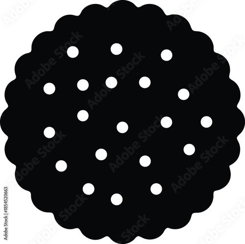 Black silhouette of a biscuit or cracker.