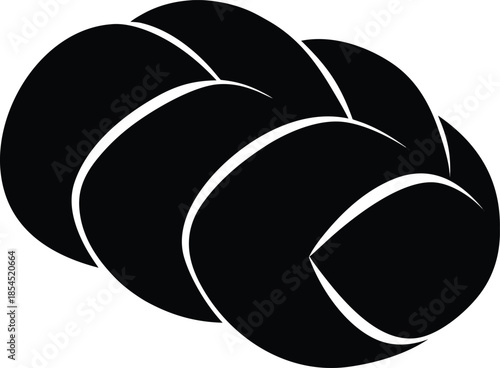 Black silhouette of a braided loaf of bread.