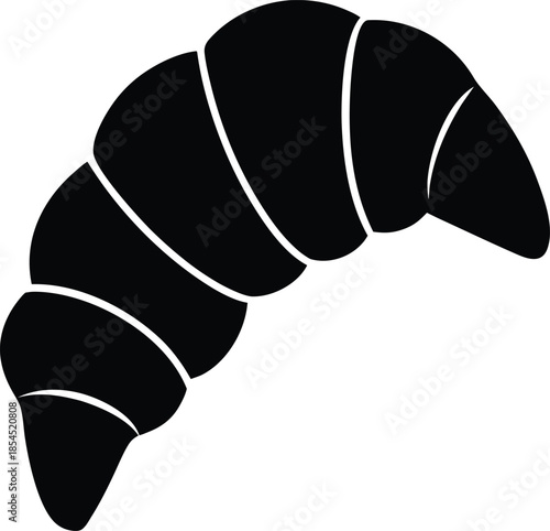 Black silhouette of a croissant on a white background.