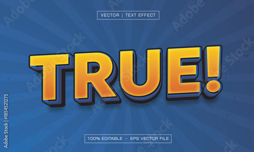 True text effect with blue style background