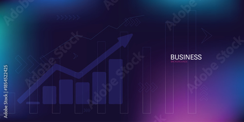 business investment and finance chart stock market growth background. Arrows growth technology background futuristic digital innovation. 